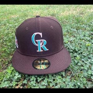 BROWN COLORADO ROCKIES W 1998 ALL STAR GAME PATCH PINK UV FITTED size:71/8